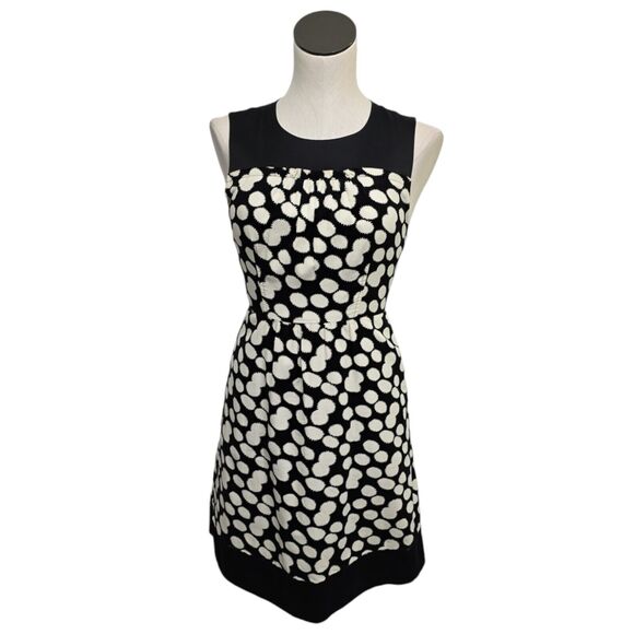 Anthropologie LEIFNOTES Womens Size 2 Notched Dots Corduroy Dress Black Ivory - Picture 1 of 14